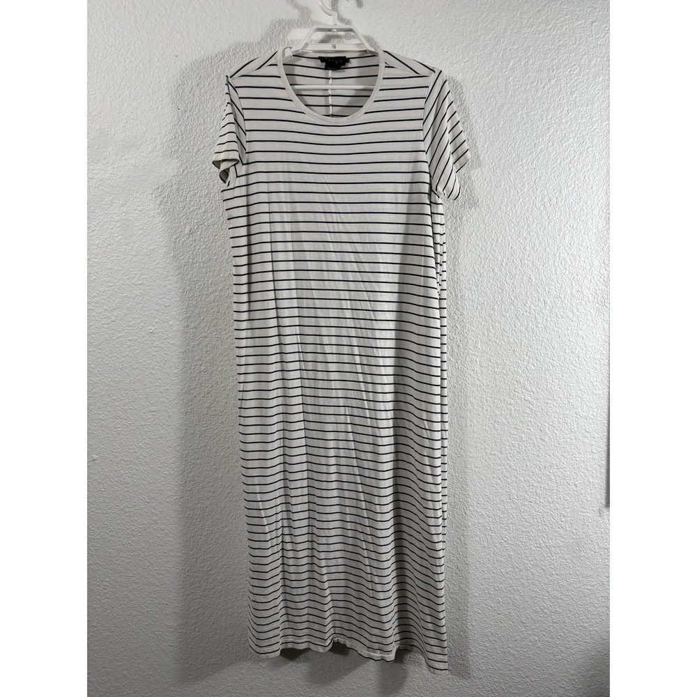 HATCH Dress Womens 1 White‎ Black Striped Maternity T Shirt Midi Casual Knit